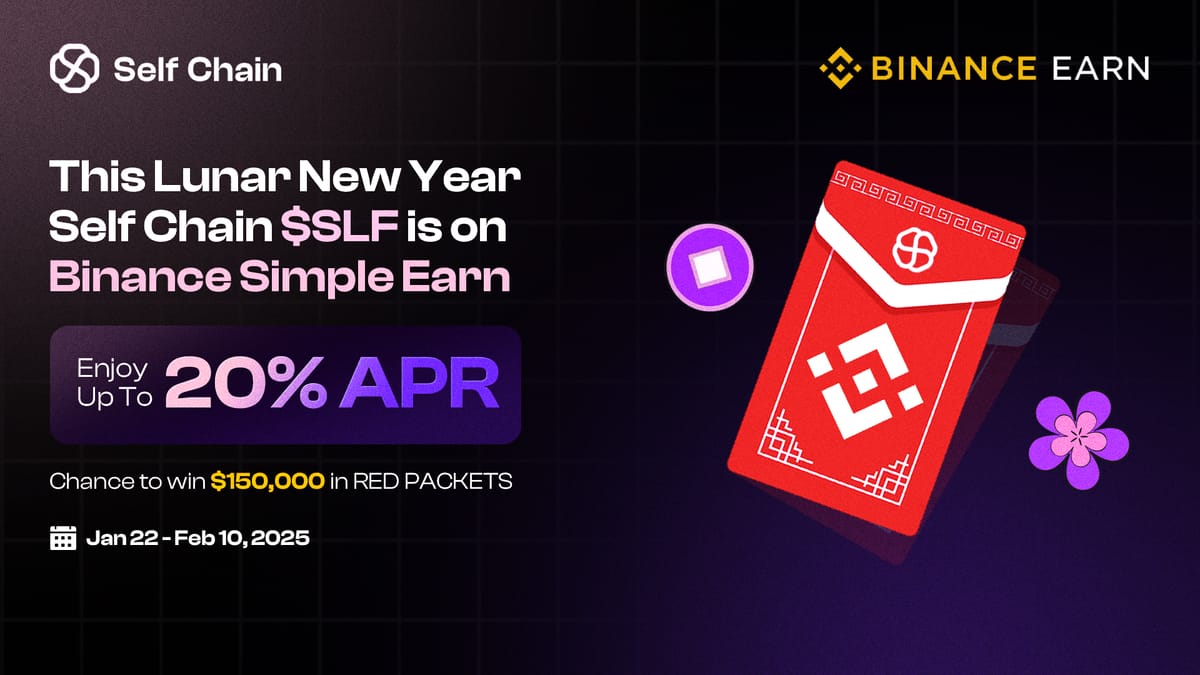 Celebrate Lunar New Year with Self Chain & Binance: Earn Up to 20% APR in $SLF and a Share of $150,000 in Red Packets!